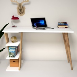 Cross Masif Ayaklı Raflı Safir Meşe Çalışma Masası Cross Masif Ayaklı Raflı Safir Meşe Çalışma Masası