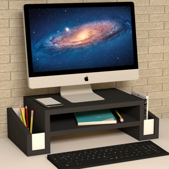 Atlas Siyah Monitör Yükseltici Stand