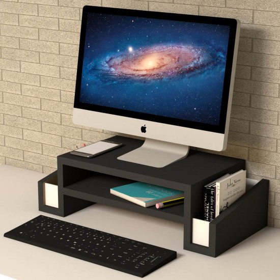 Atlas Siyah Monitör Yükseltici Stand
