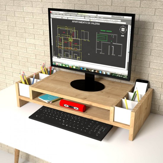 Funny Safir Meşe Monitör Yükseltici Stand