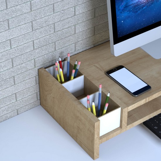 Sally Safir Meşe Monitör Yükseltici Stand