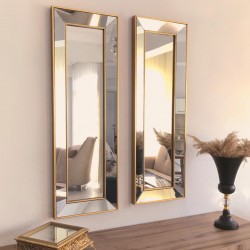 30x90 2'li dekoratif altın çerceveli salon ayna