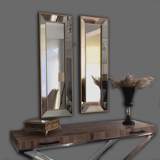 30x90 2'li dekoratif altın çerceveli salon ayna 30x90 2'li dekoratif altın çerceveli salon ayna