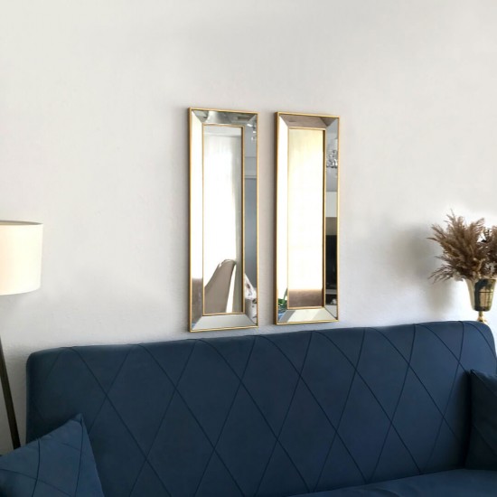 30x90 2'li dekoratif altın çerceveli salon ayna 30x90 2'li dekoratif altın çerceveli salon ayna