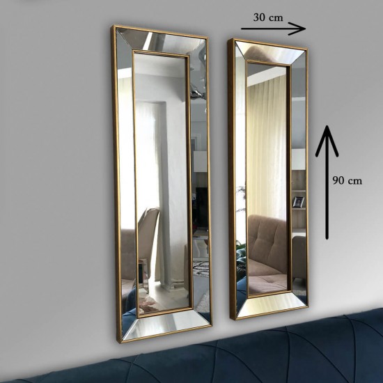 30x90 2'li dekoratif altın çerceveli salon ayna 30x90 2'li dekoratif altın çerceveli salon ayna