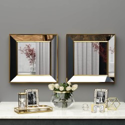 40x40 2'li dekoratif altın çerceveli salon ayna