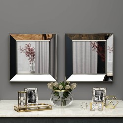 40x40 2'li dekoratif bronz çerceveli salon ayna