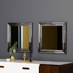 40x40 2'li dekoratif gümüş çerceveli salon ayna