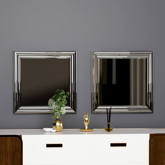 40x40 2'li dekoratif gümüş çerceveli salon ayna 40x40 2'li dekoratif gümüş çerceveli salon ayna