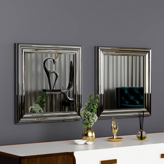40x40 2'li dekoratif gümüş çerceveli salon ayna 40x40 2'li dekoratif gümüş çerceveli salon ayna