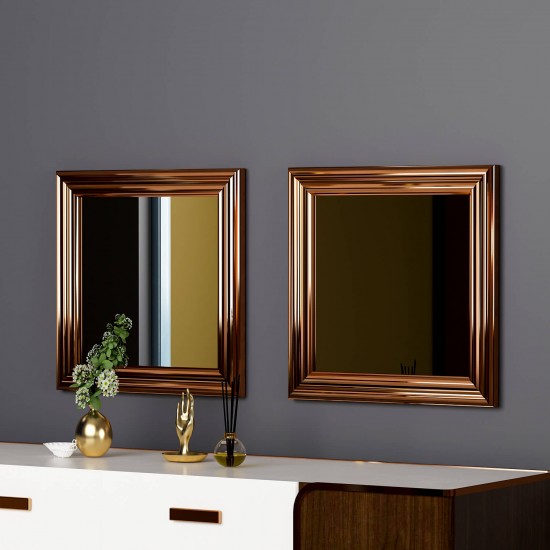40x40 2'li dekoratif parlak bronz çerceveli salon ayna 40x40 2'li dekoratif parlak bronz çerceveli salon ayna