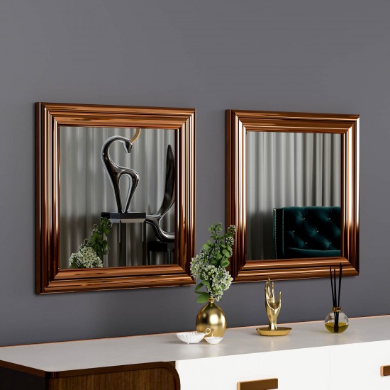 40x40 2'li dekoratif parlak bronz çerceveli salon ayna 40x40 2'li dekoratif parlak bronz çerceveli salon ayna