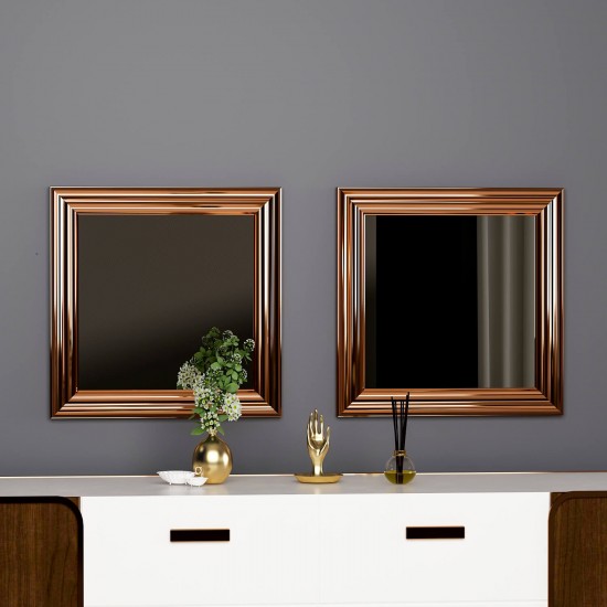 40x40 2'li dekoratif parlak bronz çerceveli salon ayna 40x40 2'li dekoratif parlak bronz çerceveli salon ayna