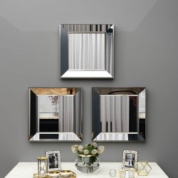 40x40 3'lü dekoratif bronz çerceveli salon ayna