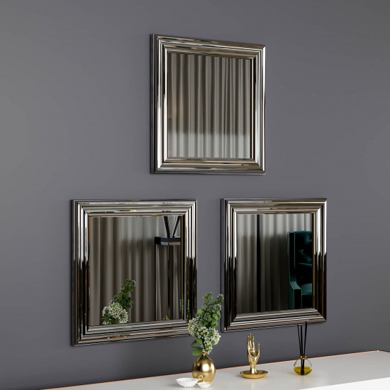 40x40 3'lü dekoratif gümüş çerceveli salon ayna 40x40 3'lü dekoratif gümüş çerceveli salon ayna