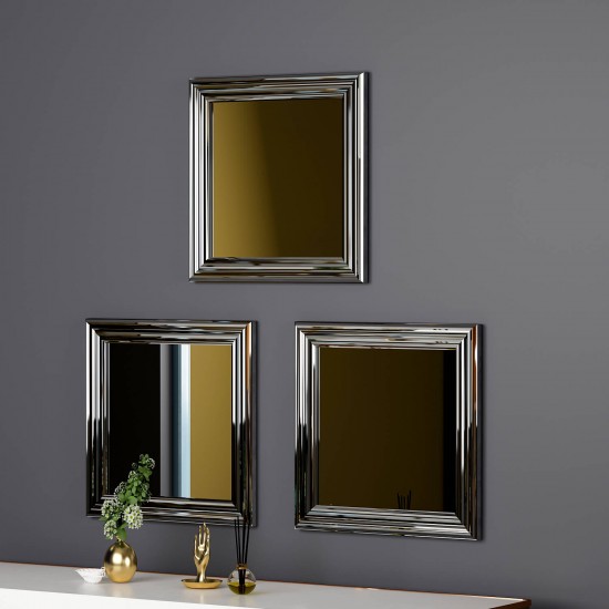 40x40 3'lü dekoratif gümüş çerceveli salon ayna 40x40 3'lü dekoratif gümüş çerceveli salon ayna