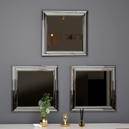 40x40 3'lü dekoratif gümüş çerceveli salon ayna 40x40 3'lü dekoratif gümüş çerceveli salon ayna