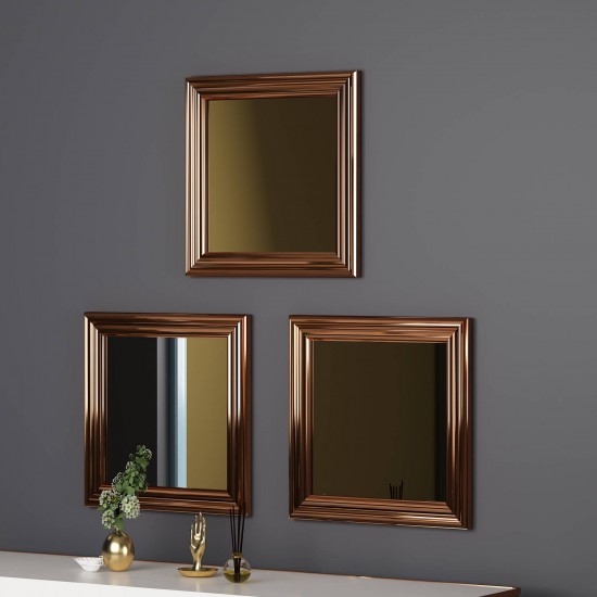 40x40 3'lü dekoratif parlak bronz çerceveli salon ayna 40x40 3'lü dekoratif parlak bronz çerceveli salon ayna
