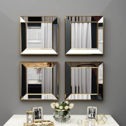 40x40 4'lü dekoratif altın çerceveli salon ayna