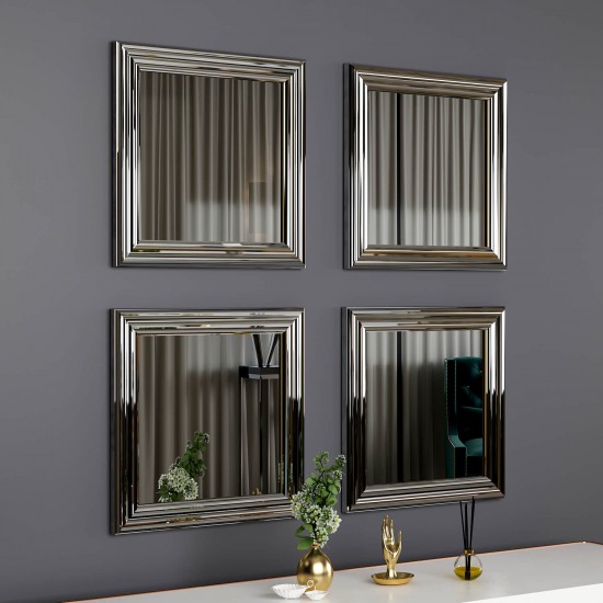 40x40 4'lü dekoratif gümüş çerceveli salon ayna 40x40 4'lü dekoratif gümüş çerceveli salon ayna