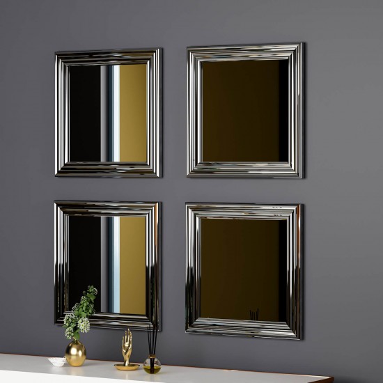 40x40 4'lü dekoratif gümüş çerceveli salon ayna 40x40 4'lü dekoratif gümüş çerceveli salon ayna