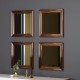 40x40 4'lü dekoratif parlak bronz çerceveli salon ayna