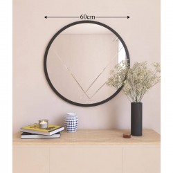 60cm asimetrik desen siyah yuvarlak salon ayna 60cm asimetrik desen siyah yuvarlak salon ayna