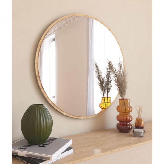60cm yuvarlak safir meşe dekoratif ayna