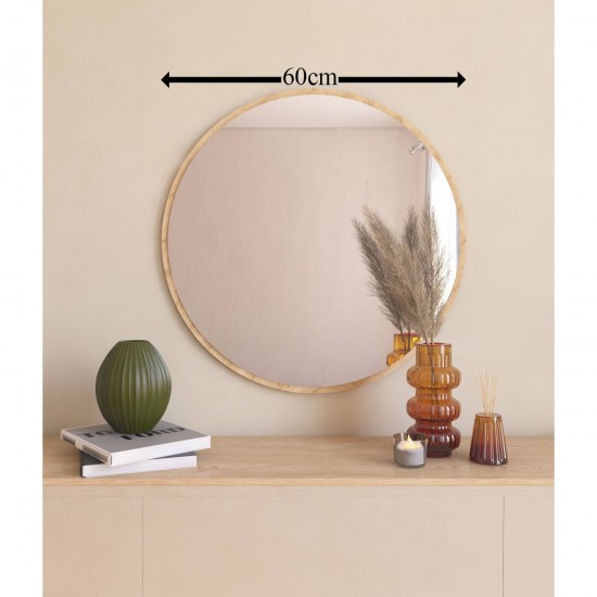 60cm yuvarlak safir meşe dekoratif ayna