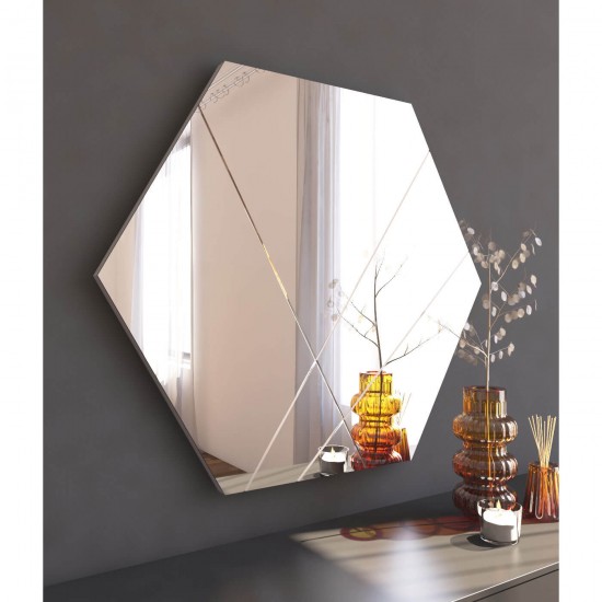70x60cm asimetrik desen altıgen salon ayna