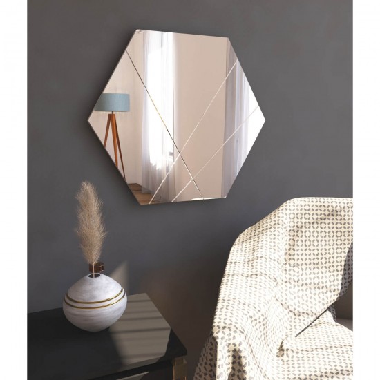 70x60cm asimetrik desen altıgen salon ayna