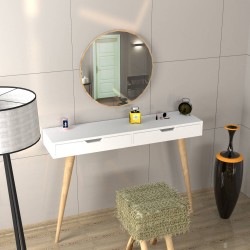 Karina Aynalı Çekmeceli Masif Ayaklı Makyaj Masası